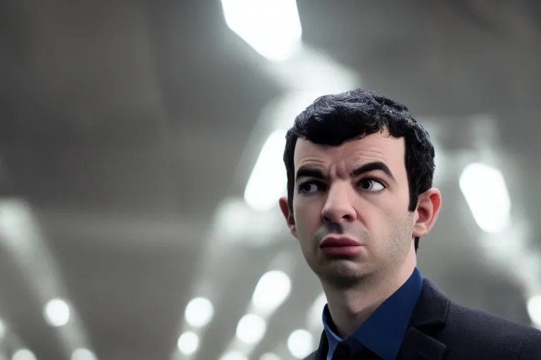 Prompt: live action film still of nathan fielder in the new sci - fi movie