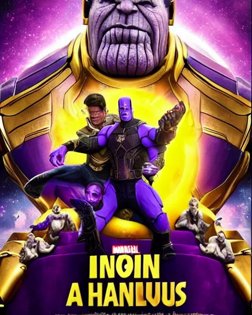 Image similar to a movie where Thanos is helping people, movie poster