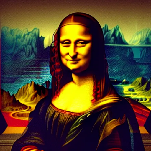 mona lisa, cyberpunk, vibrant, gta artstyle, wide | Stable Diffusion ...