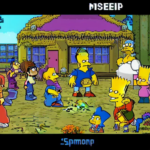 Image similar to playstation 1 rpg screenshot of the simpsons jrpg