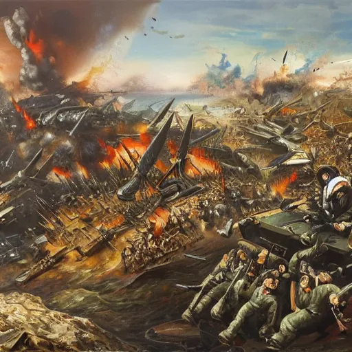 Image similar to world war in the year of 2 0 7 0, oil painting, highly detailed