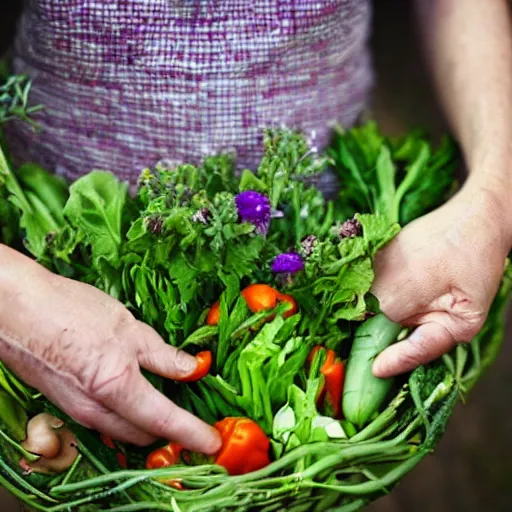 Image similar to the vegetables have their hands full of flowers