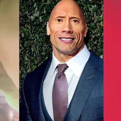 Image similar to Dwayne the rock Johnson with a really big forehead made of abbs