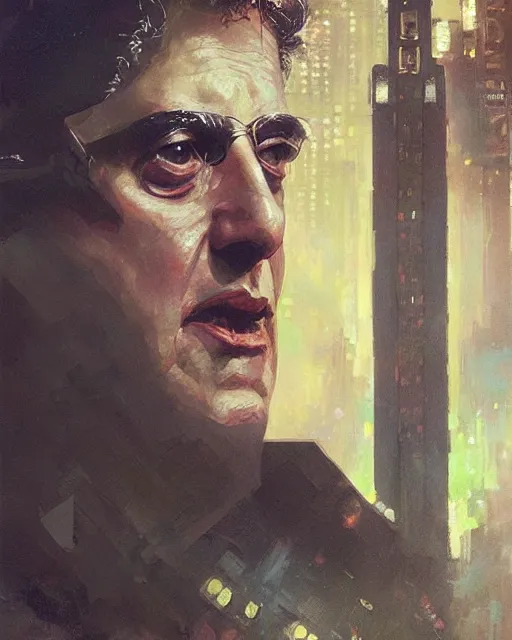 Image similar to harold ramis, hyperrealistic portrait, bladerunner street, art of elysium by jeremy mann and alphonse mucha, fantasy art, photo realistic, dynamic lighting, artstation, poster, volumetric lighting, very detailed face, 4 k, award winning