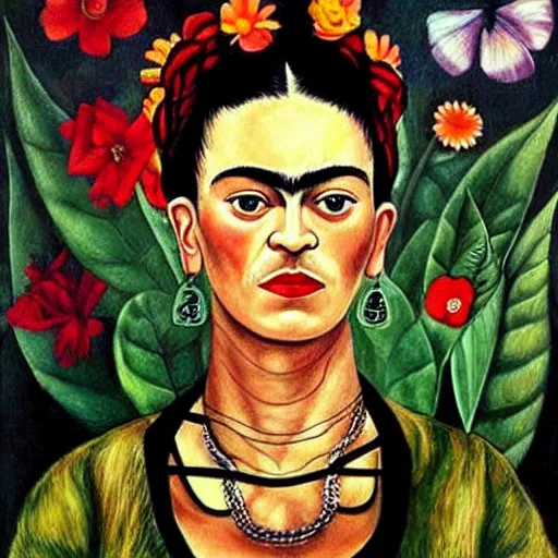 Image similar to beautiful frida kahlo painting of x - files