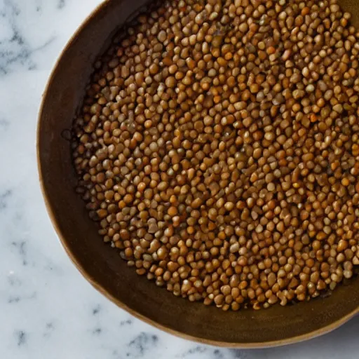 Image similar to a bowl of lentils with tilda swinton face