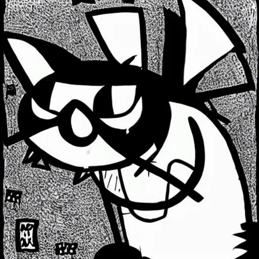 Image similar to A cat drawn by Jhonen Vasquez