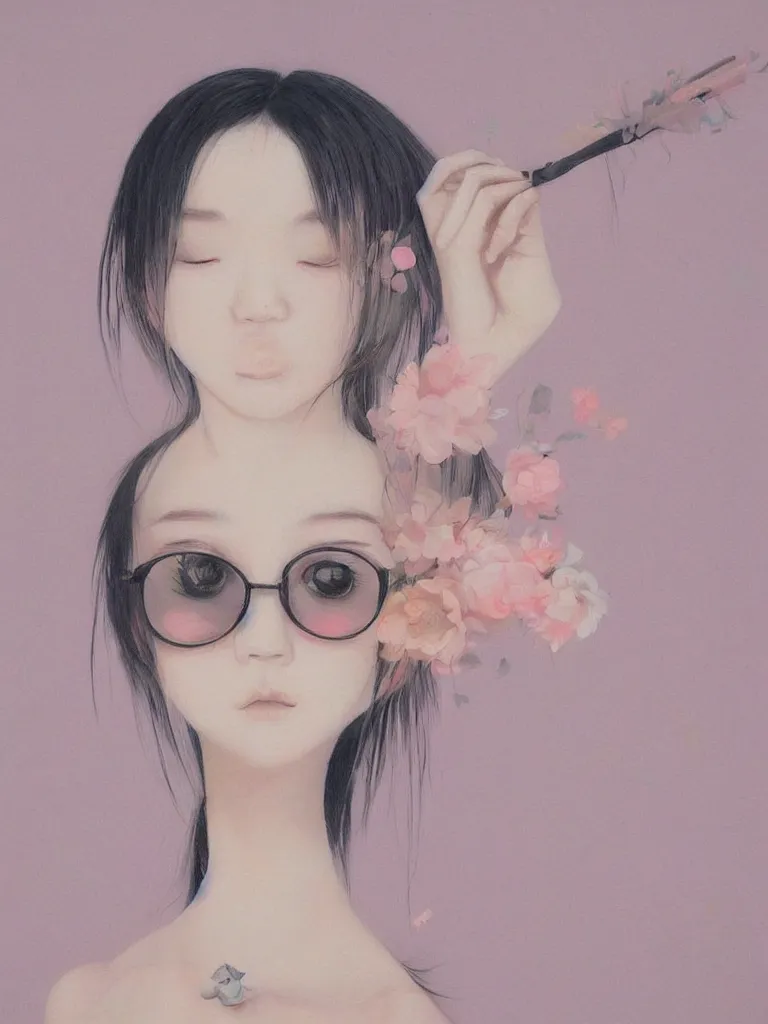 Image similar to cute neo - pop fine art fine art figurative painting by yoshitomo nara in an aesthetically pleasing natural and pastel color tones, pop culture infuences