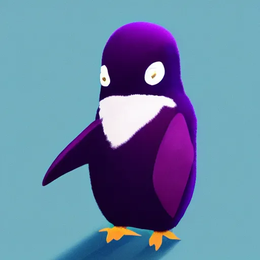 Image similar to purple penguin, character design, simple, dramatic lighting, digital painting, artstation, concept art, sharp focus, illustration, studio ghibli animation