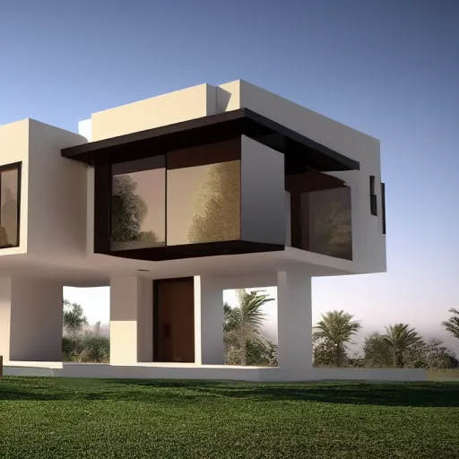 Image similar to a 4 k hd picture of a modern day house in the middle of egypt, digital art