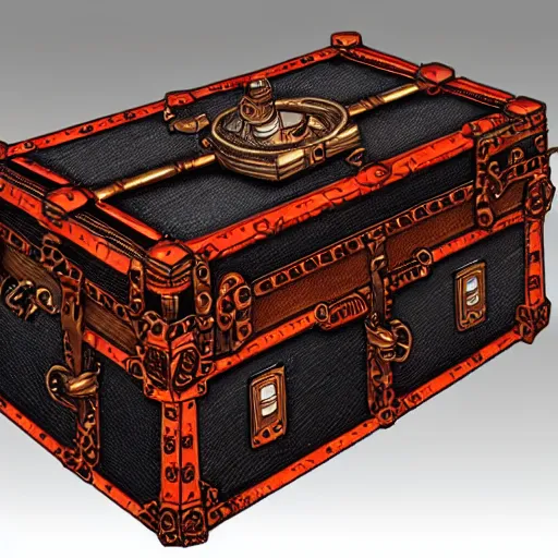 Image similar to steampunk red chest Insanely detailed and intricate, hyper-realistic, perfect master piece, award winning, in the graphic style of Patrick Gleason, detailed art, trending on Artstation, sharp focus, comic art