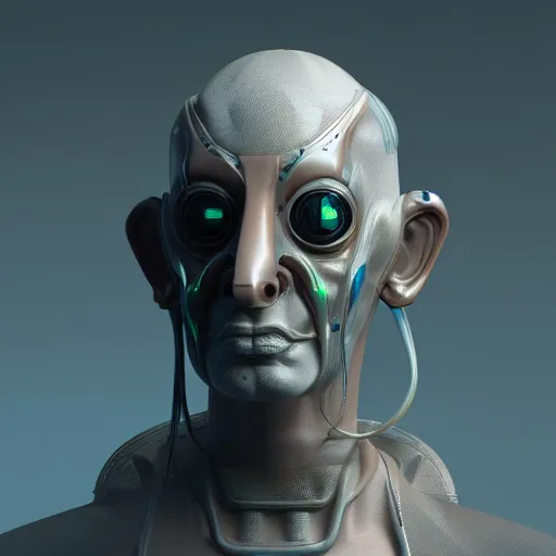 Prompt: futuristic bauta mask, venetian cyberpunk alien, houdini render, generative art, procedural modelling, artstation, zbrush, arnold render