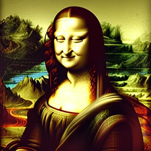 Image similar to painting of monalisa sleeping by leonardo da vinci