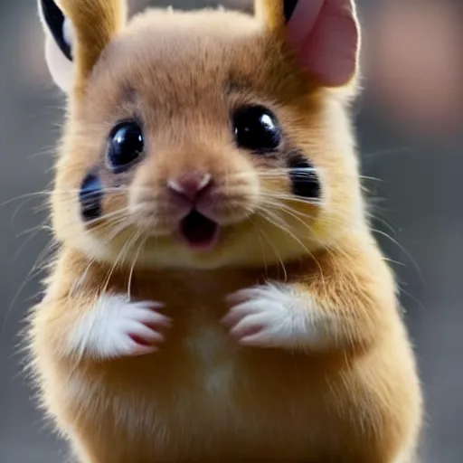Image similar to half pikachu, half hamster, baby animal, cute, adorable
