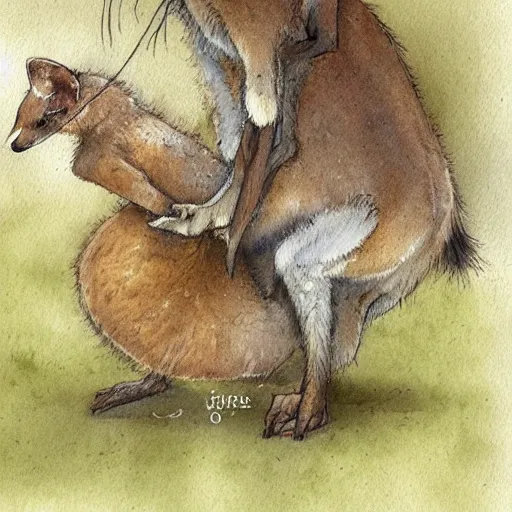 Image similar to watercolor sketch of a story book kangaroo by Jean-Baptiste Monge