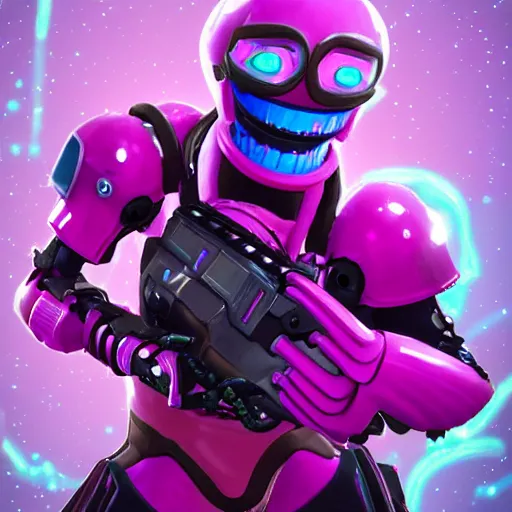 Image similar to pink mechanical alien, fortnite character c 9. 0