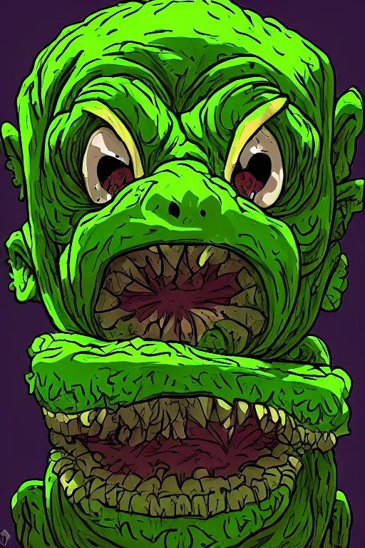 Image similar to a goblin broccoli monster, symmetrical, digital art, sharp focus, trending on art station, anime