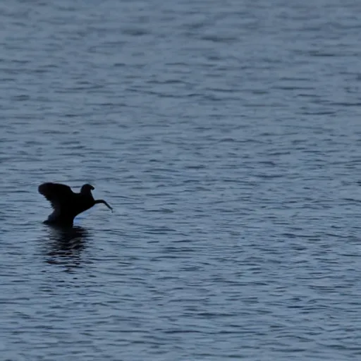 Prompt: Un beau jour, ou peut-être une nuit Près d'un lac je m'étais endormie Quand soudain, semblant crever le ciel Et venant de nulle part Surgit un aigle noir Lentement, les ailes déployées Lentement, je le vis tournoyer Près de moi, dans un bruissement d'ailes Comme tombé du ciel L'oiseau vint se poser