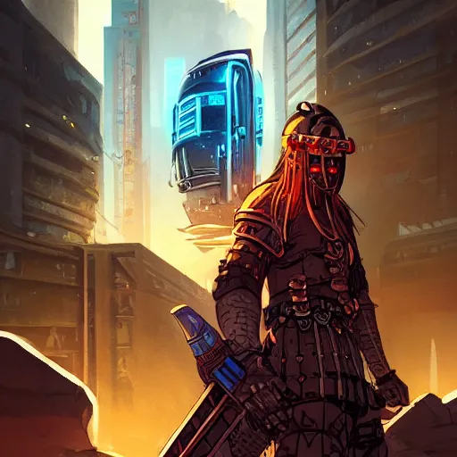 Image similar to cyberpunk viking helmet mask warrior goddess robot ninja fantasy, art gta 5 cover, official fanart behance hd artstation by jesper ejsing, by rhads, makoto shinkai and lois van baarle, ilya kuvshinov, ossdraws