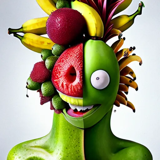 Image similar to banana dryad, megan fox editorial by malczewski and arcimboldo, fruit dryad sculpture by arcimboldo, stil frame from'cloudy with a chance of meatballs 2'( 2 0 1 3 ) of banana dryad, banana hybrid megan fox editorial by arcimboldo, banana 🍌