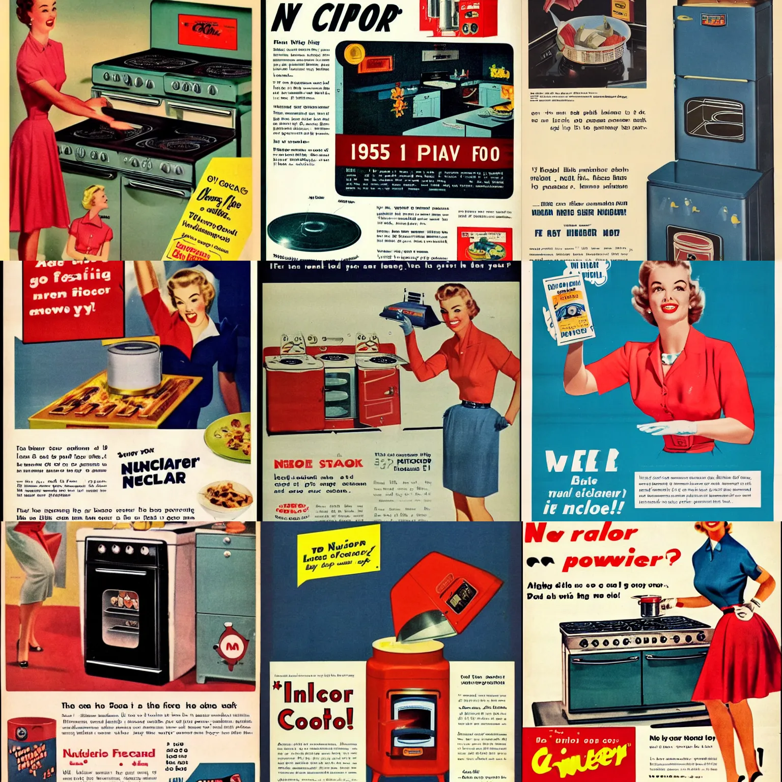 Prompt: 1950s ad for a nuclear powered stove