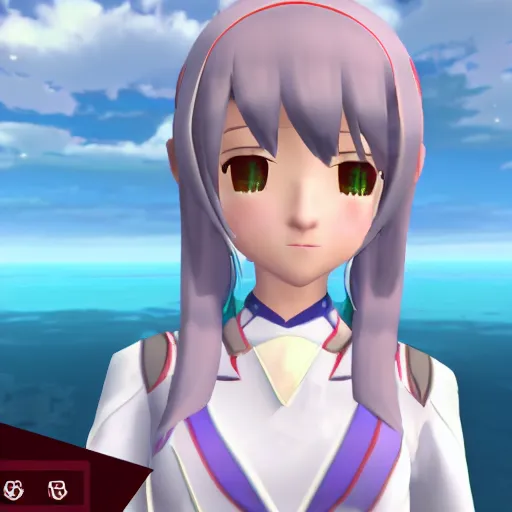 Prompt: A quick camera shot of Northern Princess from Kantai Collection in vrchat. Cute screenshot from a public lobby.Round eyes , white hair,Anime 3D style ,CGI graphics