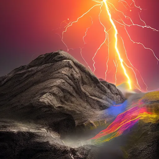 Image similar to two spinning tops clashing atop a mountain, sparks, lightning storm, dramatic lighting, digital art, 8 k, trending on artstation,