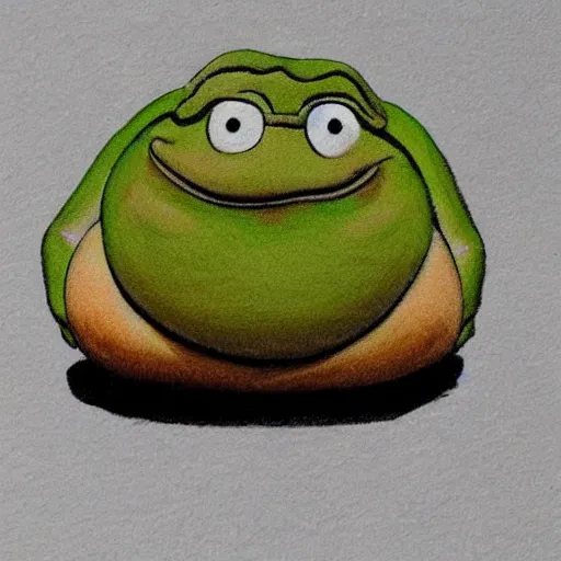 Prompt: a fat happy frog that looks like pepe