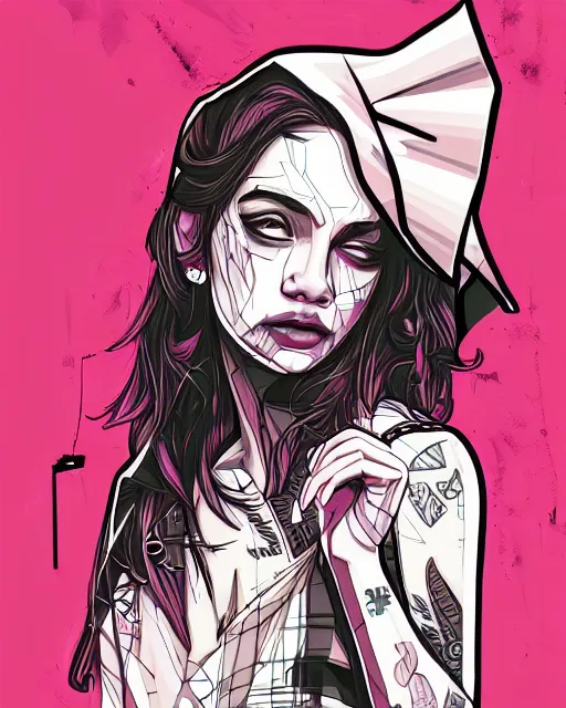 Image similar to graffiti, girl, shards of time, illustration, highly detailed, simple, no jagged lines, smooth, artstation, artwork by obey