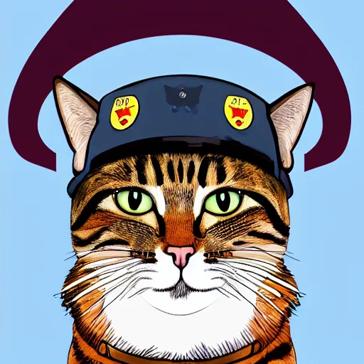 Image similar to a cat as a soldier wearing an army cap with the ace of space on it, digital art, high quality