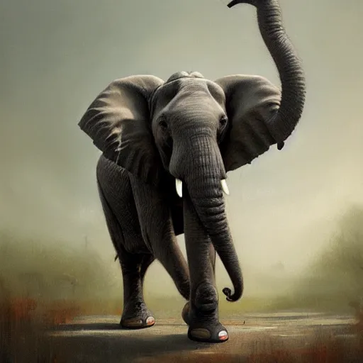 Prompt: an elephant wearing a tutu, greg rutkowski