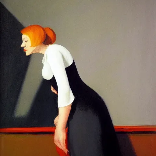 Prompt: a snooty pregnant witch portrait, by edward hopper, new artstation artist,