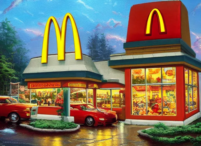 Prompt: mcdonalds by thomas kinkade