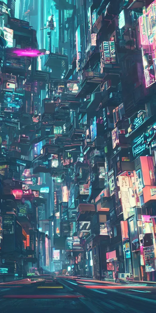 Image similar to cyberpunk street with drones patrolling