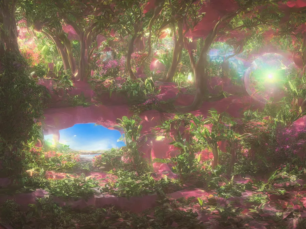 Image similar to sunlight study, the universe is a spheroid region 7 0 5 meters in diameter, art nouveau, kauai, by rachel ruysch and ( ( ( ( ( lisa frank ) ) ) ) ), 8 k, sharp focus, octane render