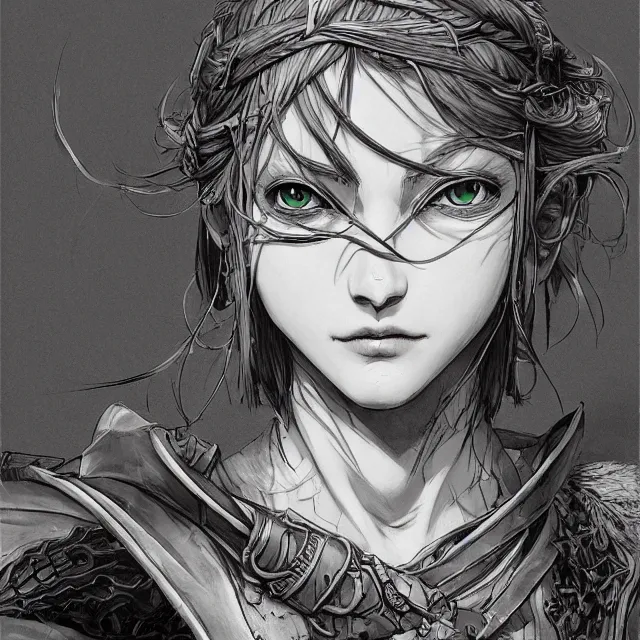 Prompt: the portrait of neutral evil fallen knight vagabond as absurdly beautiful, conniving, elegant, jaded, woman, an ultrafine hyperdetailed illustration by kim jung gi, irakli nadar, intricate linework, bright colors, octopath traveler, final fantasy, unreal engine 5 highly rendered, global illumination, radiant light, detailed and intricate environment