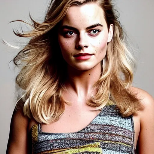 Prompt: a! woman who is a genetic combination of margot robbie and emma watson face and! upper - body focus, detailed eyes