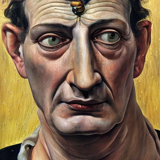 Image similar to high quality high detail painting by lucian freud, hd, portrait of shiva, god