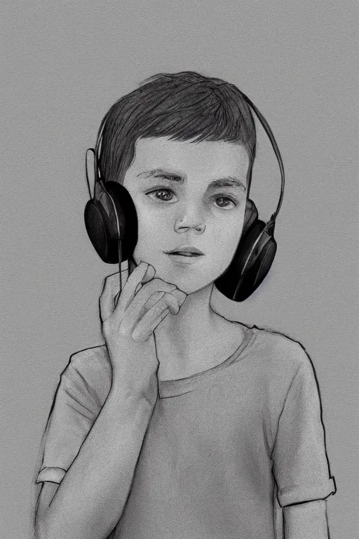 Image similar to a boy with headphones in a cafe, digital art, digital painting, masterpiece, concept art, trending on deviantart, highly detailed, high quality, anatomically correct, five fingers, cinematic, high coherence, soft lighting, soft colors, beautiful, elegant, short black hair, 4 k, symmetrical, realistic and detailed face, cartoon