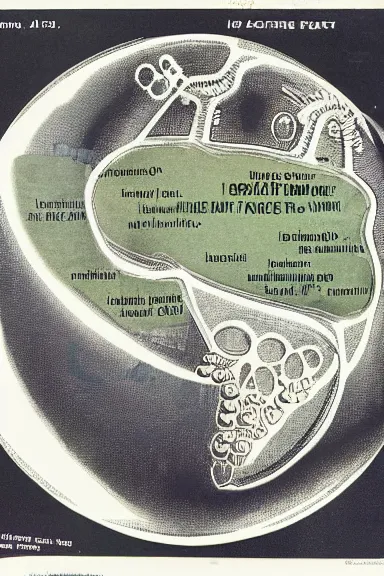 Prompt: A vintage scientific illustration from the 1970s of the Earth as a human face