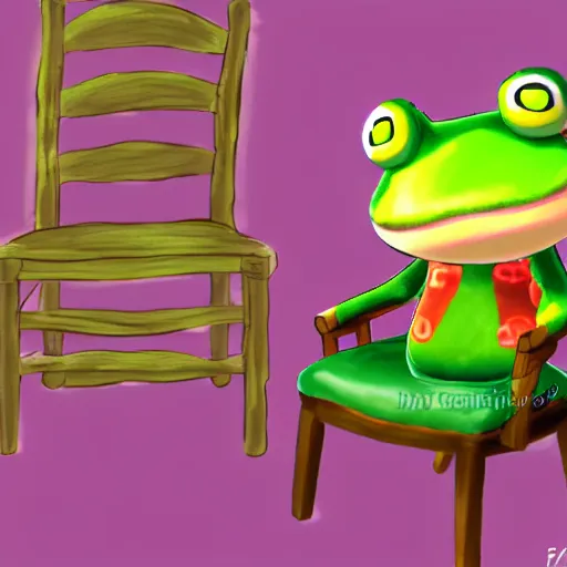 Image similar to cute froggy chair from animal crossing, fanart