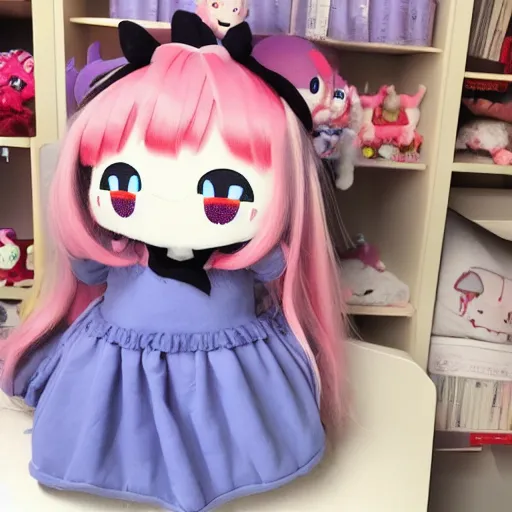 Prompt: extremely cursed kawaii fumo plush girl with magical powers