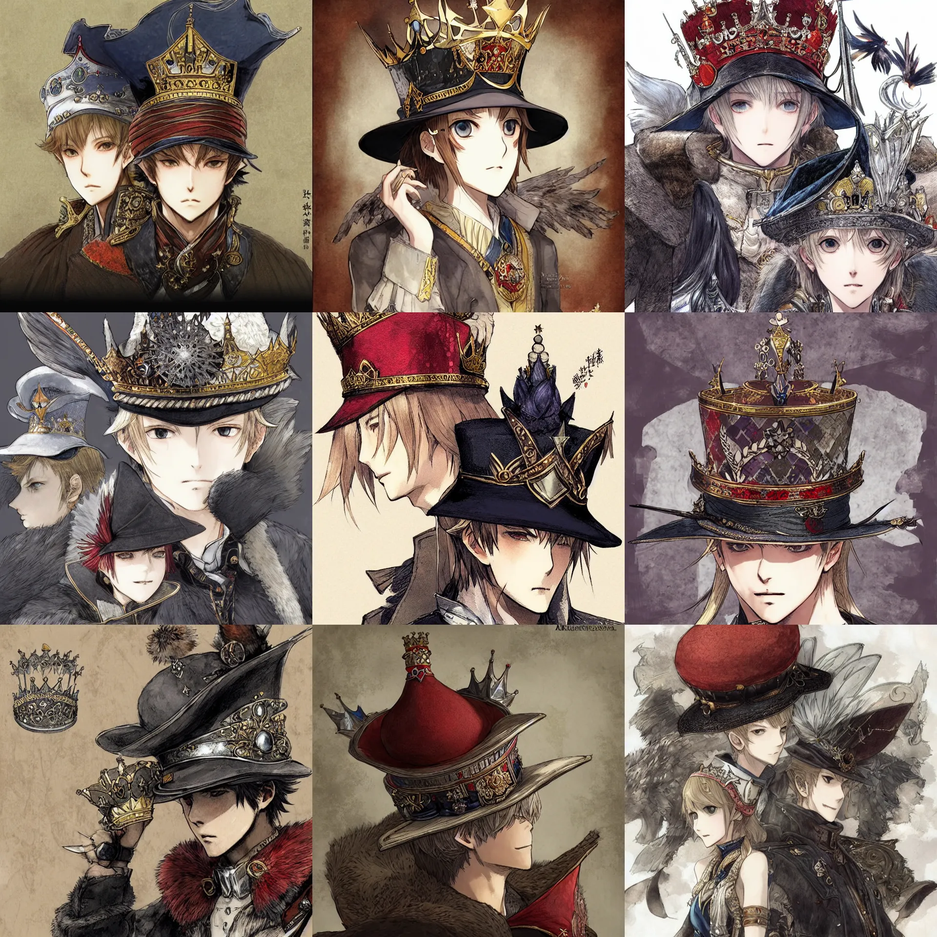 Prompt: the official hat of the mysterious east, the crown is very high, and two hat wings are extended on both sides of the hat hd artwork by akihiko yoshida