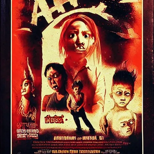 Image similar to horror movie poster called'kuntilanak antapani'with list of movie player, and restricted age, also very detail