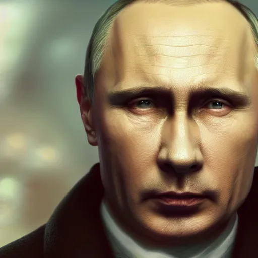 Image similar to portrait of vladimir putin, 8 k uhd, unreal engine, octane render in the artstyle of finnian macmanus, john park and greg rutkowski