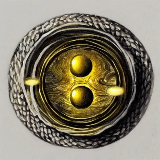 Image similar to a dnd golden wedding ring with three small glowing orbs in the center of its face, detailed oil painting, realistic, studio lighting