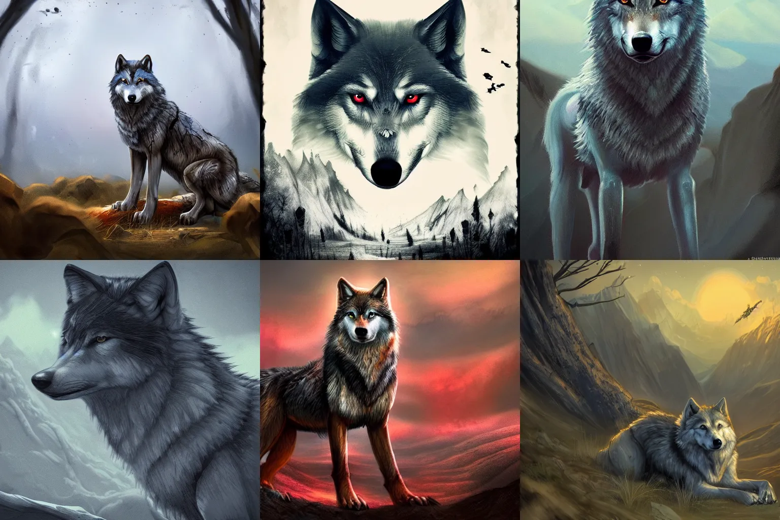 Image similar to Wolf on a hellish landscape, beautiful, hot, trending on artstation