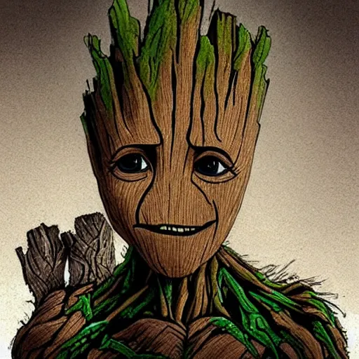 Image similar to groot with beard