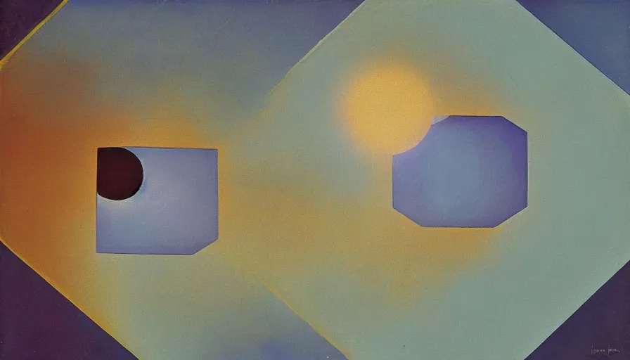 Image similar to the sun being blocked by a hexagon, seen from earth, art deco painting