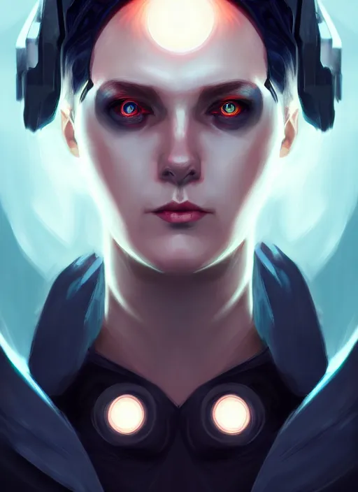 Image similar to « a portrait o cyberpunk hitler, glowing eyes, a digital painting by charlie bowater, featured on cgsociety, fantasy art, behance hd, wiccan, artstation hd »